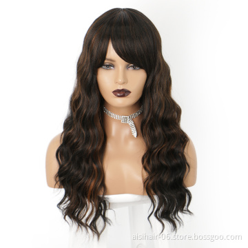 Aisi Hair Cheap Top Selling Natural Long Body Wave Black Mix Ombre Color For Women Wholesale Fiber Synthetic Hair Wigs